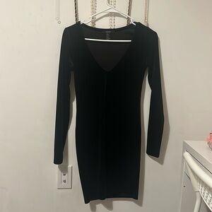 Mini velvet black long sleeve dress.